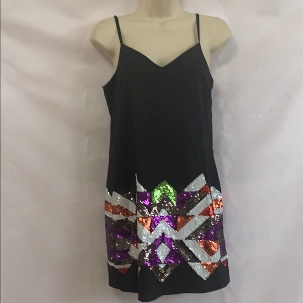 BEBE BLACK  STRAP‎ SEQUINS DRESS SIZE XXS